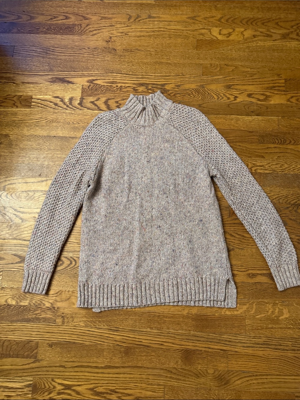 Prana Neutral Heathered Rose Cowl-Neck Sweater size Large